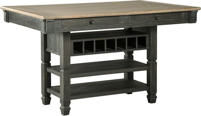 Signature Design by Ashley® Tyler Creek Weathered Gray Counter Height Dining Table with Black Storage Base-0