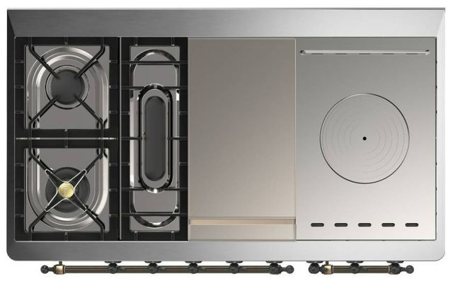 Ilve® Majestic III 48" Graphite Matte Pro Style Dual Fuel Natural Gas Range with Triple Glass Door and Burnished Trim-2