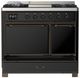 Ilve® Majestic III 40" Glossy Black Pro Style Dual Fuel Liquid Propane Range with Solid Door and Burnished Trim-2