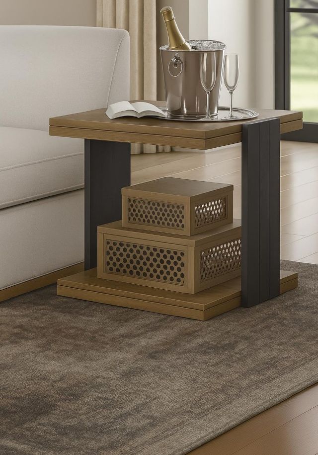 Bernards Elure Peppercorn Channel Chairside Table -1