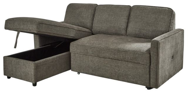 Signature Design by Ashley® Kerle 2-Piece Charcoal Left-Arm Facing Sectional and Chaise with Pop Up Bed-2
