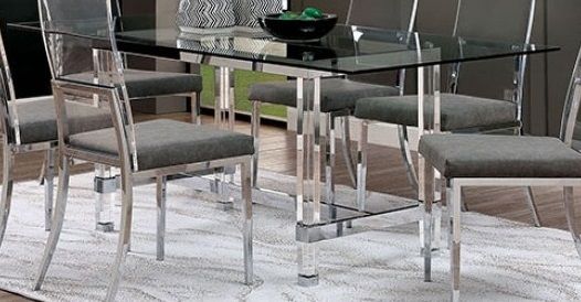 Furniture of America® Casper Glass Top Dining Table Top with Chrome Base -0