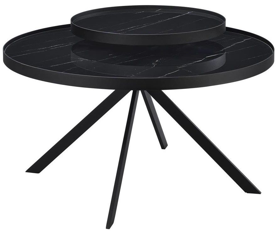 Coaster® Briggs Marble Printed Glass Top Coffee Table with Black Base