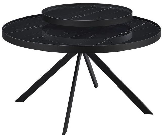 Coaster® Briggs Marble Printed Glass Top Coffee Table with Black Base-0