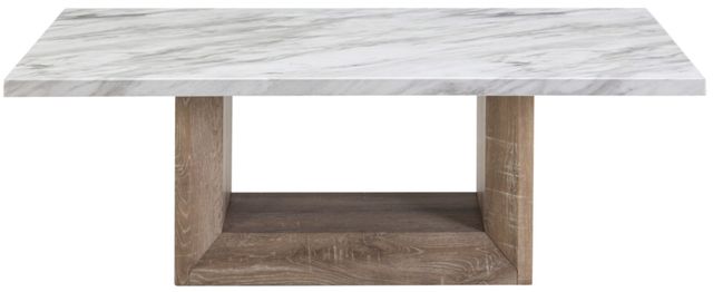 Global Furniture USA T02 White Coffee Table with Natural Base-1