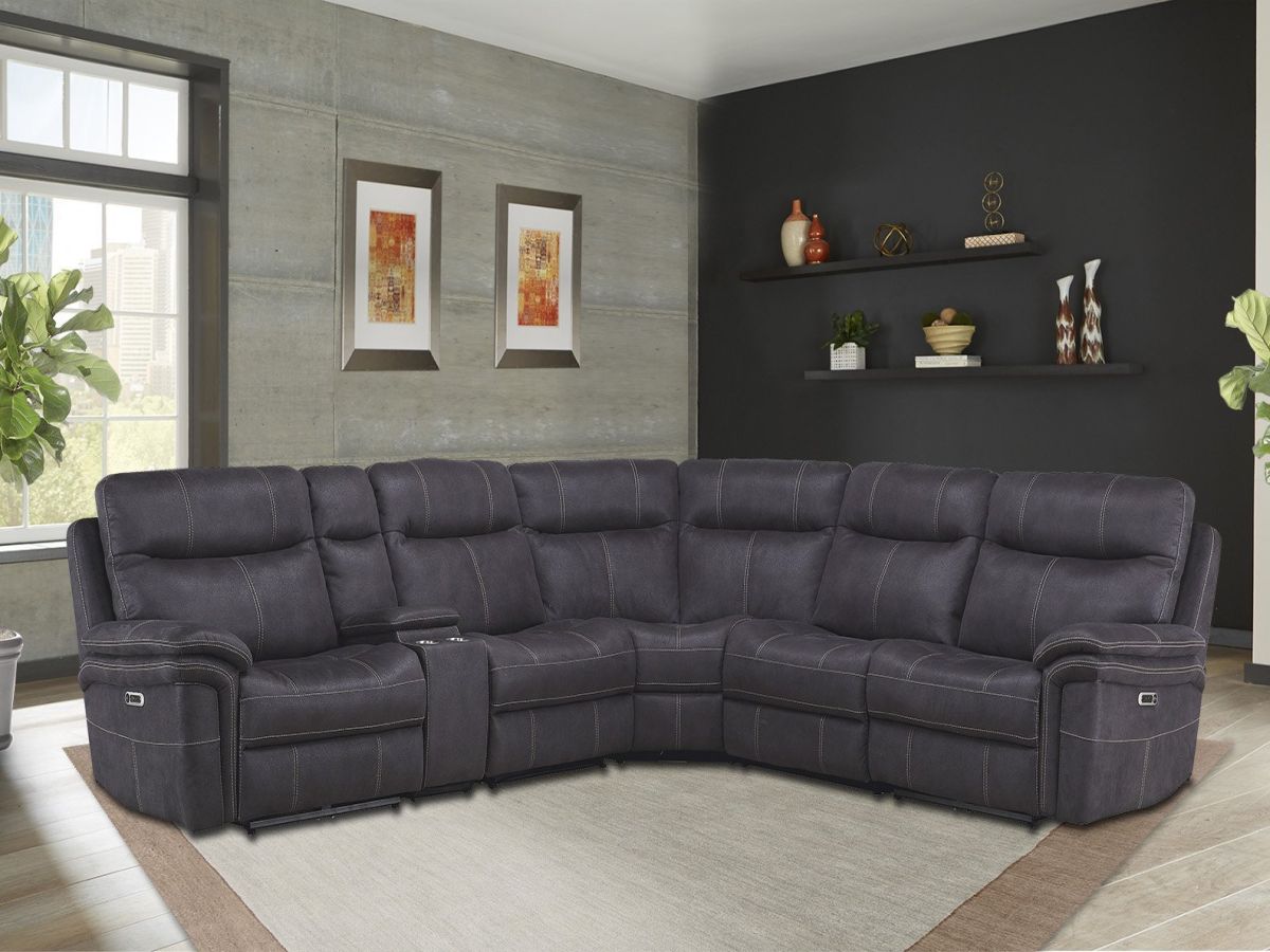 Parker House Mason 6-Piece Charcoal Curved Power Reclining Sectional - Thumbnail 2