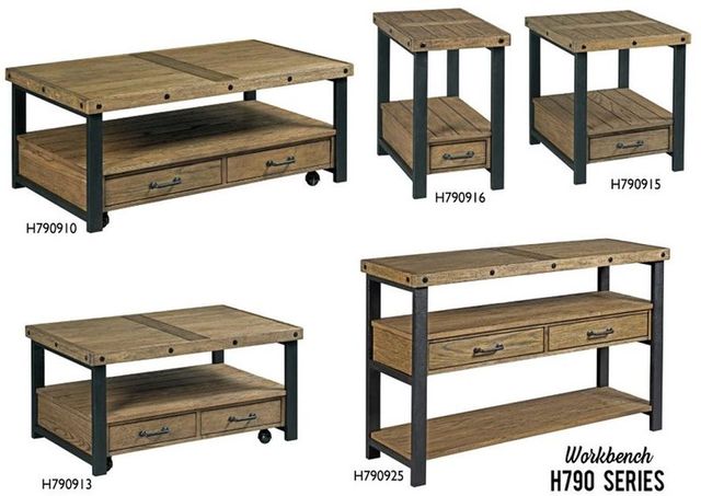 England Furniture Customizable Workbench 5-Piece Rustic Brown Living Room Table Set