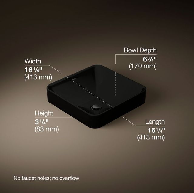 Kohler Vox® Black 16.25" Square Vessel Bathroom Sink-3