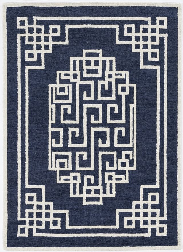 KAS Rugs Gramercy Navy Ivory 5'x7' Rug-0