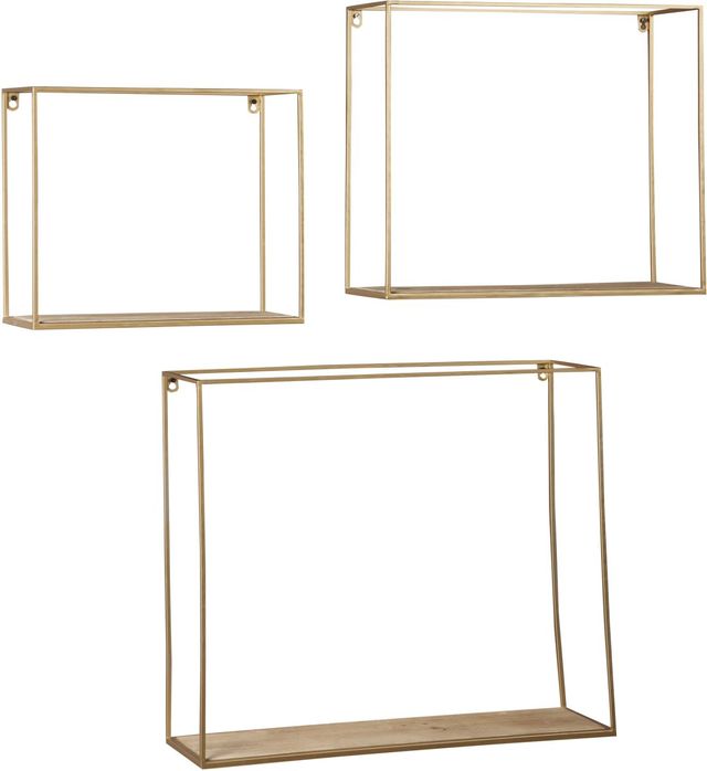 Signature Design by Ashley® Efharis 3-Piece Gold/Natural Wall Shelf Set-0