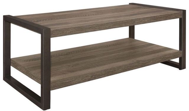 Mazin Furniture Douge Brown Coffee Table with Gunmetal Frame -0