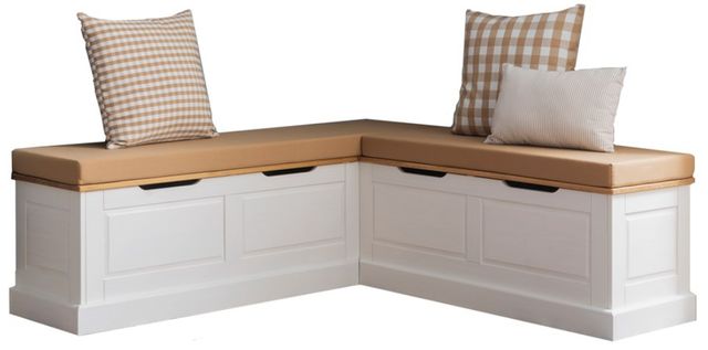 Linon Norah 2-Piece Beige/Natural White Backless Corner Nook with Cushion Set-0