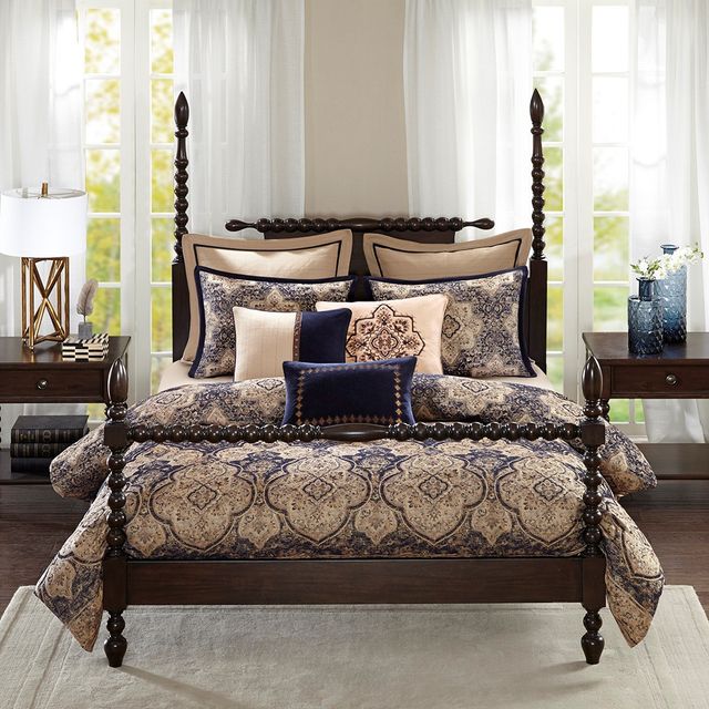 Olliix by Madison Park Signature Wellington Blue King Comforter Set-1
