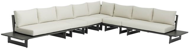 Meridian Furniture Maldives 6-Piece Cream/Gray Aluminum/Fabric Outdoor Modular Sectional-0