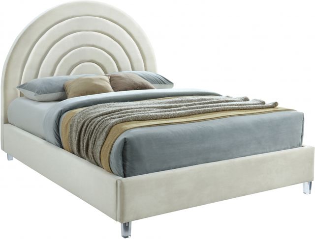 Meridian Furniture Rainbow Cream Queen Upholstered Panel Bed-0