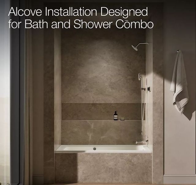 KOHLER® Archer® Biscuit 60" x 30" Alcove Heated BubbleMassage™ Air Bath with Bask® Heated Surface - Right Drain-3