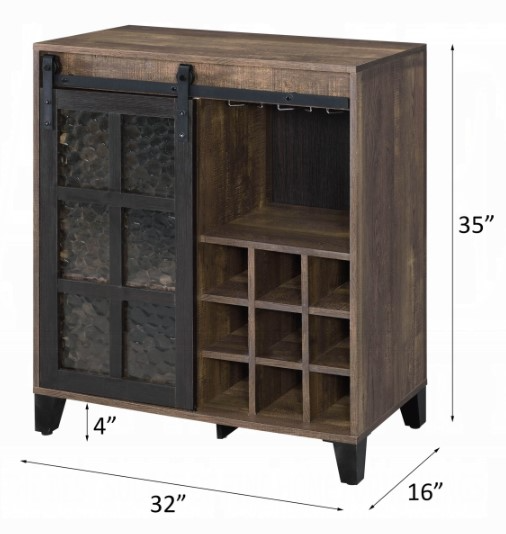 ACME FURNITURE 35-Bottle Oak Wood Wine Cabinet