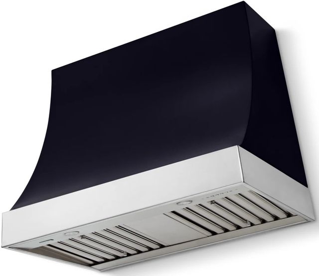 La Cornue CornuFé Marquee 36" Gloss Black Range Hood with Polished Chrome Trim-0