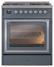 Ilve® Nostalgie II Noblesse 30" Blue Gray Pro Style Dual Fuel Range with Chrome Trim-1