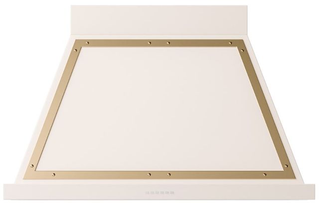 Ilve® Nostalgie II Noblesse 40" Antique White Wall Mounted Range Hood with Brass Trim-0