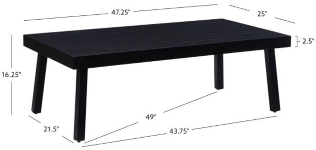 Linon Alora Black Aluminum Outdoor Coffee Table-2