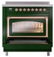Ilve® Nostalgie II Noblesse 36'' Emerald Green Pro Style Induction Range with Copper Trim-3