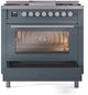Ilve® Professional Plus II 36" Blue Grey Pro Style Dual Fuel Range-3