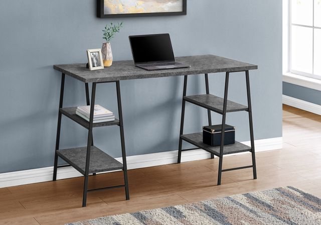 Monarch Specialties Inc. Grey Stone-Look Computer Desk-1