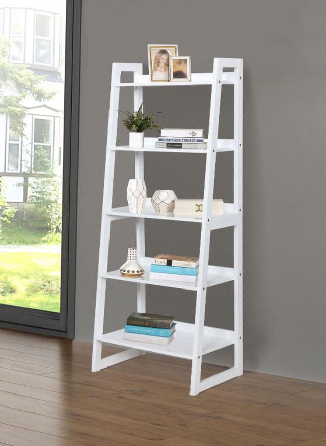 Coaster® White 5-Shelf Ladder Bookcase-2
