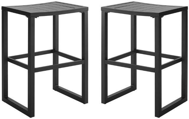 Linon Alora 2-Piece Black Aluminum Outdoor Barstool Set-0