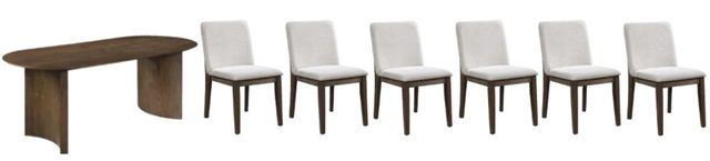 New Classic® Home Furnishings Kody 7-Piece Cream/Dark Walnut Oval Dining Set-0