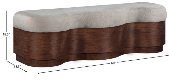 Meridian Furniture Savoy Beige/Walnut Upholstered Bench-2