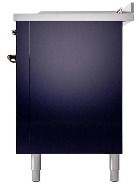 Ilve® Nostalgie II Noblesse 60'' Midnight Blue Pro Style Dual Fuel Range with Burnished Trim-3