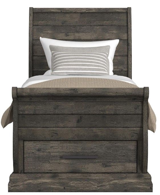 Elements International Park Ridge Charcoal Twin Storage Panel Bed-1