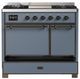 Ilve® Majestic III 40" Blue Gray Pro Style Dual Fuel Natural Gas Range with Solid Door and Burnished Trim-2