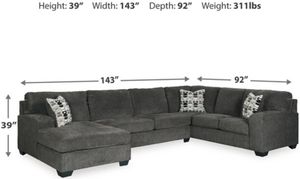 Signature Design by Ashley® Ballinasloe 3-Piece Smoke Left-Arm Facing Sectional and Chaise
