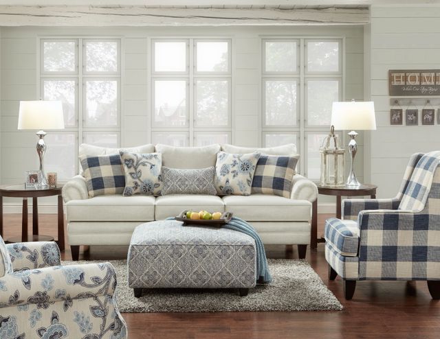 Fusion Furniture Catalina Linen Yucatan Indigo Accent Chair-1