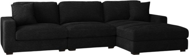 Elements International Arizona 3-Piece Steno Black Right-Arm Facing Sectional and Chaise-0