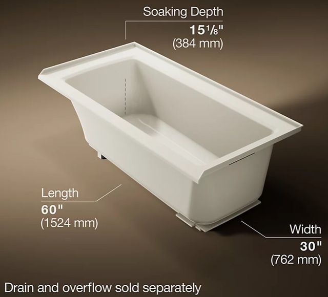 KOHLER® Archer® Biscuit 60" x 30" Alcove Bath - Right Drain-3