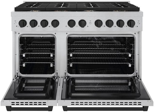 ZLINE Autograph Edition Paramount 48" Satin Stainless Steel Pro Style Dual Fuel Range with Matte Black Accents-1