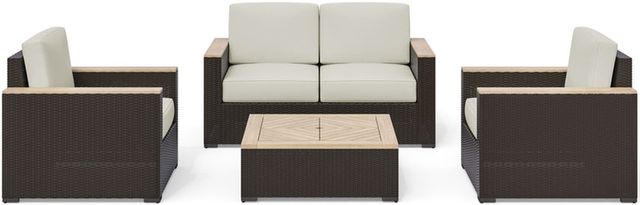 homestyles® Palm Springs 4-Piece Brown Outdoor Loveseat Set-0