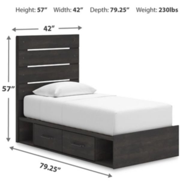 Signature Design by Ashley® Delmorta Dark Gray 4-Drawer Youth Twin Storage Panel Bed-2