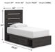 Signature Design by Ashley® Delmorta Dark Gray 4-Drawer Youth Twin Storage Panel Bed-2