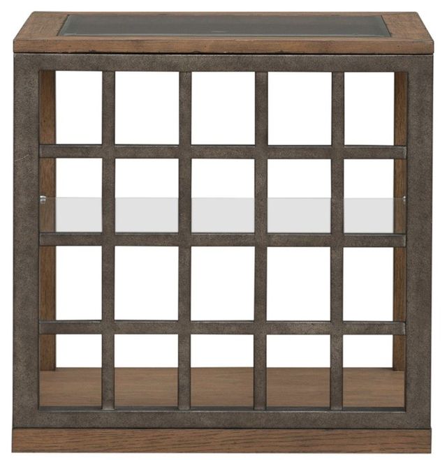 Liberty Furniture Bayhill Trellis Glass Top End Table with Black/Honey Base-3