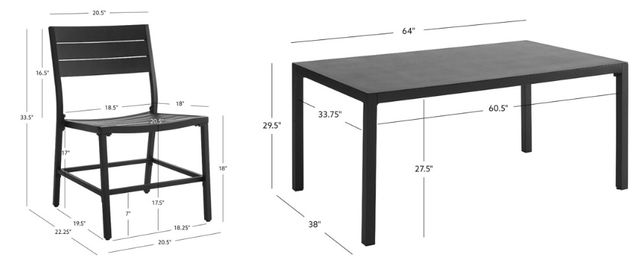 Linon Alora 7-Piece Black Aluminum Outdoor Dining Set-2
