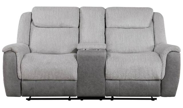 Homelegance® Harriette Gray Double Manual Reclining Loveseat with Center Console-2