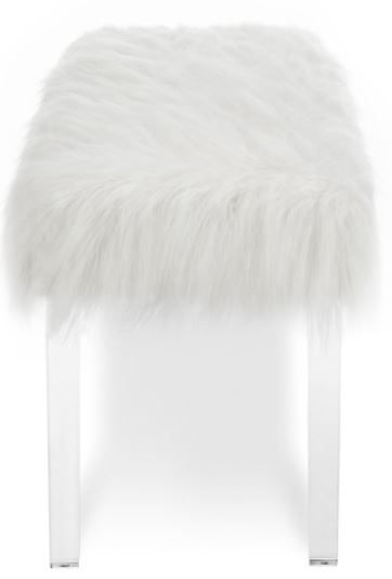 New Classic® Home Furnishings Marilyn White Faux Fur Bench-2