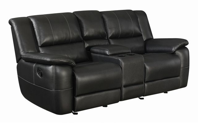Coaster® Lee Black Reclining Glider Loveseat with Console-4