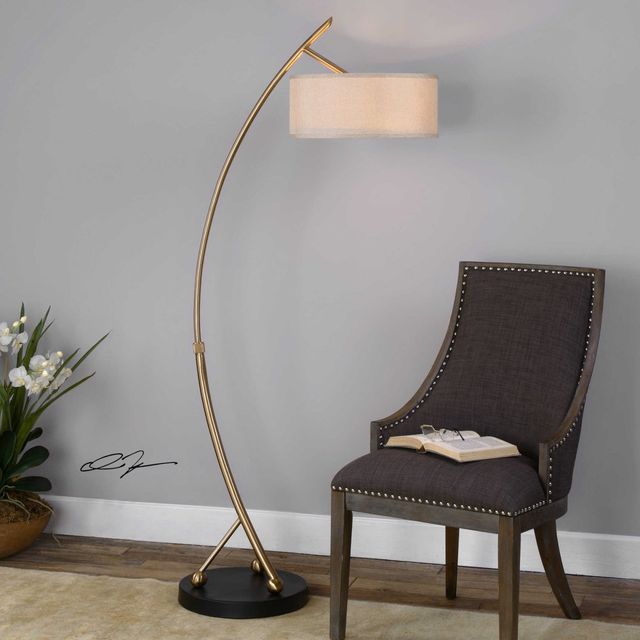Uttermost® Vardar Brushed Brass Floor Lamp-1