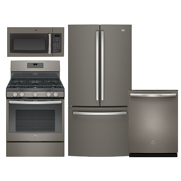 GE Slate Kitchen Package with French Door Bottom Mount Freezer Refrigerator-0